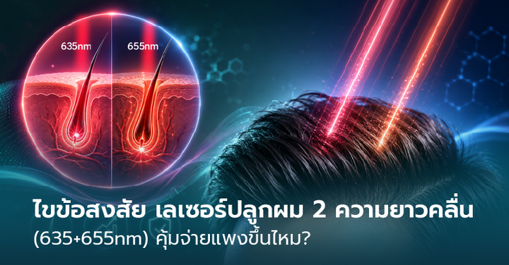 ไขข้อสงสัย เลเซอร์ปลูกผม 2 ความยาวคลื่น (635+655nm) คุ้มจ่ายแพงขึ้นไหม ?