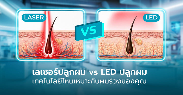 เลเซอร์ปลูกผม vs LED ปลูกผม: เทคโนโลยีไหนเหมาะกับผมร่วงของคุณ